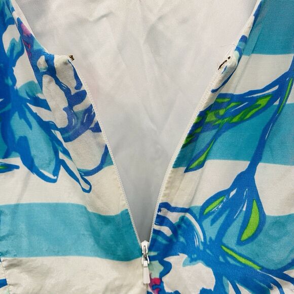 LILLY PULITZER 0 Roswell Fit & Flare Swing Dress Striped Floral Silk Resort:Read - Picture 9 of 16